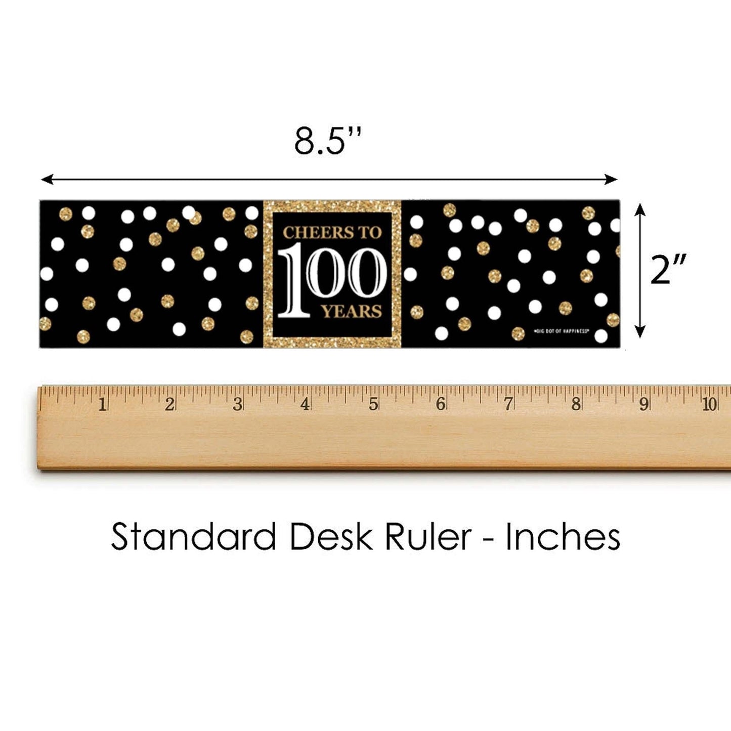 100th Birthday Party Water Bottle Sticker Labels - Set of 20