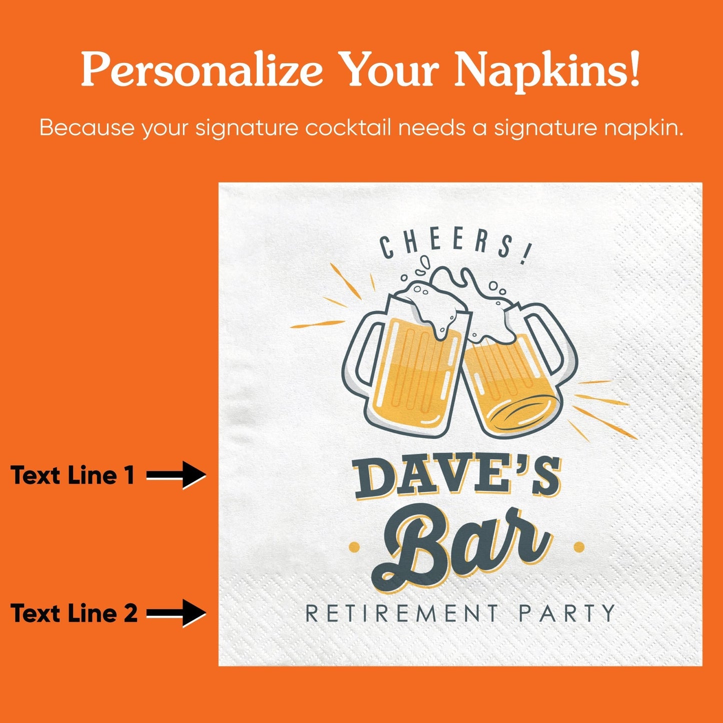 Custom Text - Cheers & Beers Napkins - 50 Ct