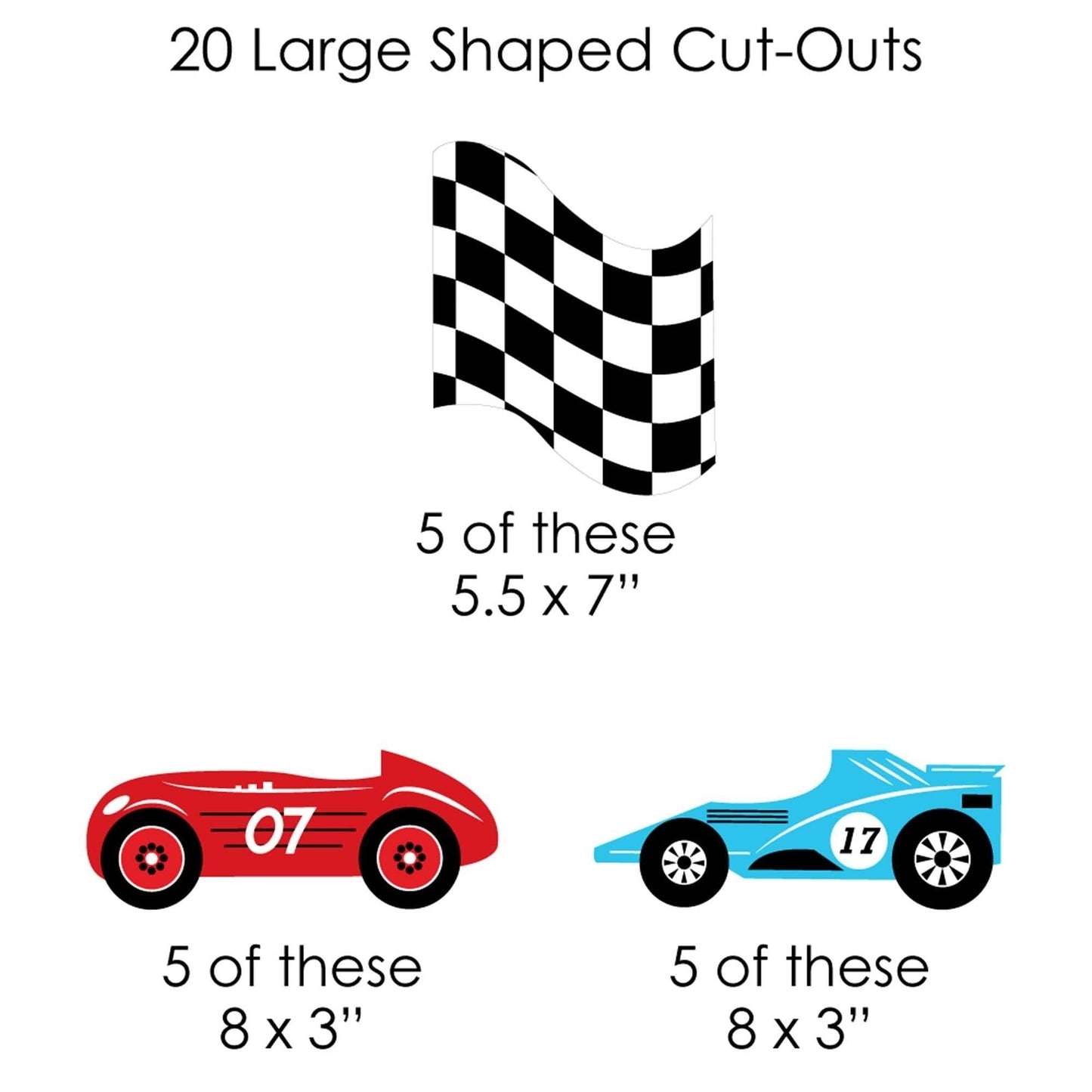 Let's Go Racing - Racecar - Race Car Birthday Party or Baby Shower DIY Decorations - Clothespin Garland Banner - 44 Pieces
