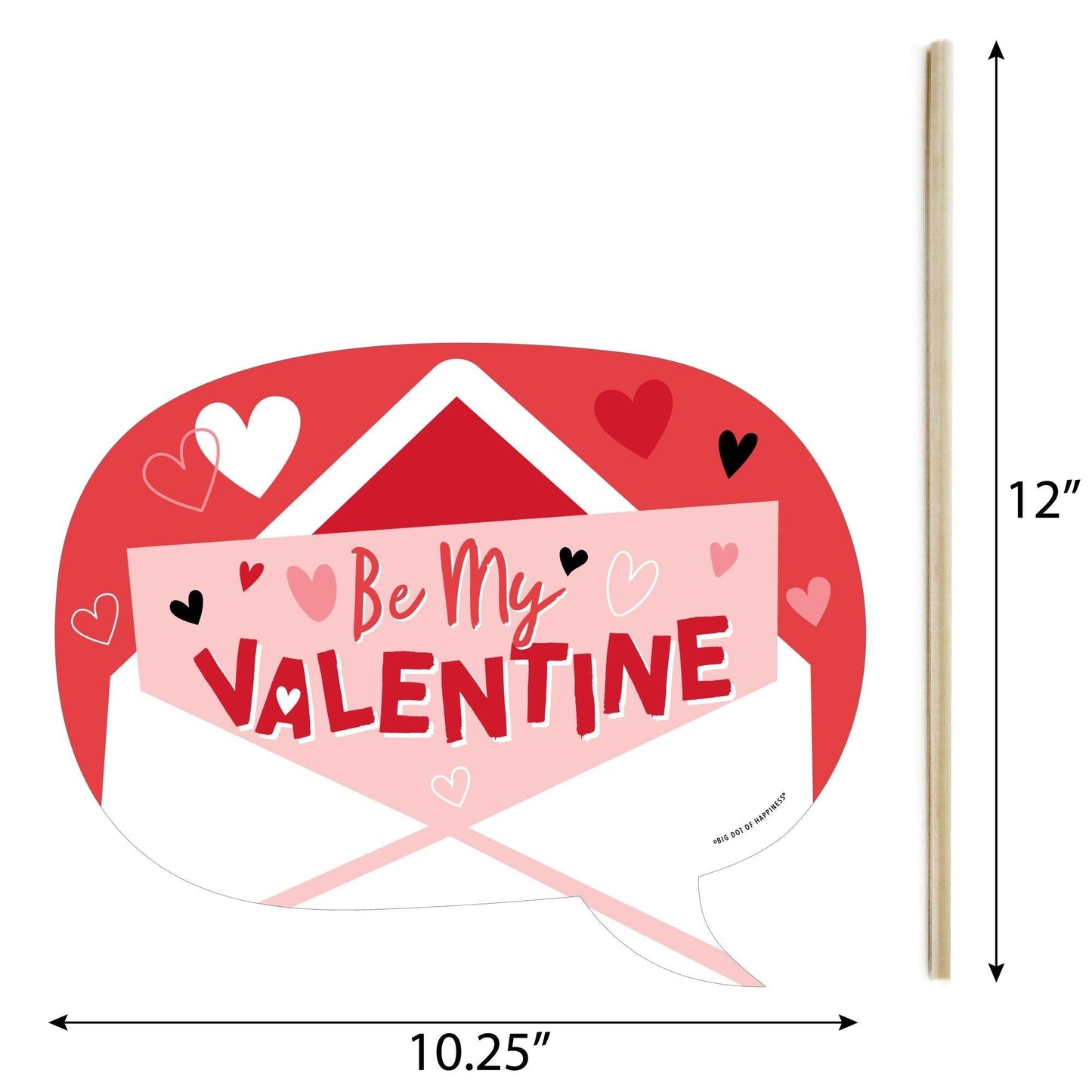 Funny Happy Valentine's Day - Valentine Hearts Party Photo Booth Props Kit - 10 Piece