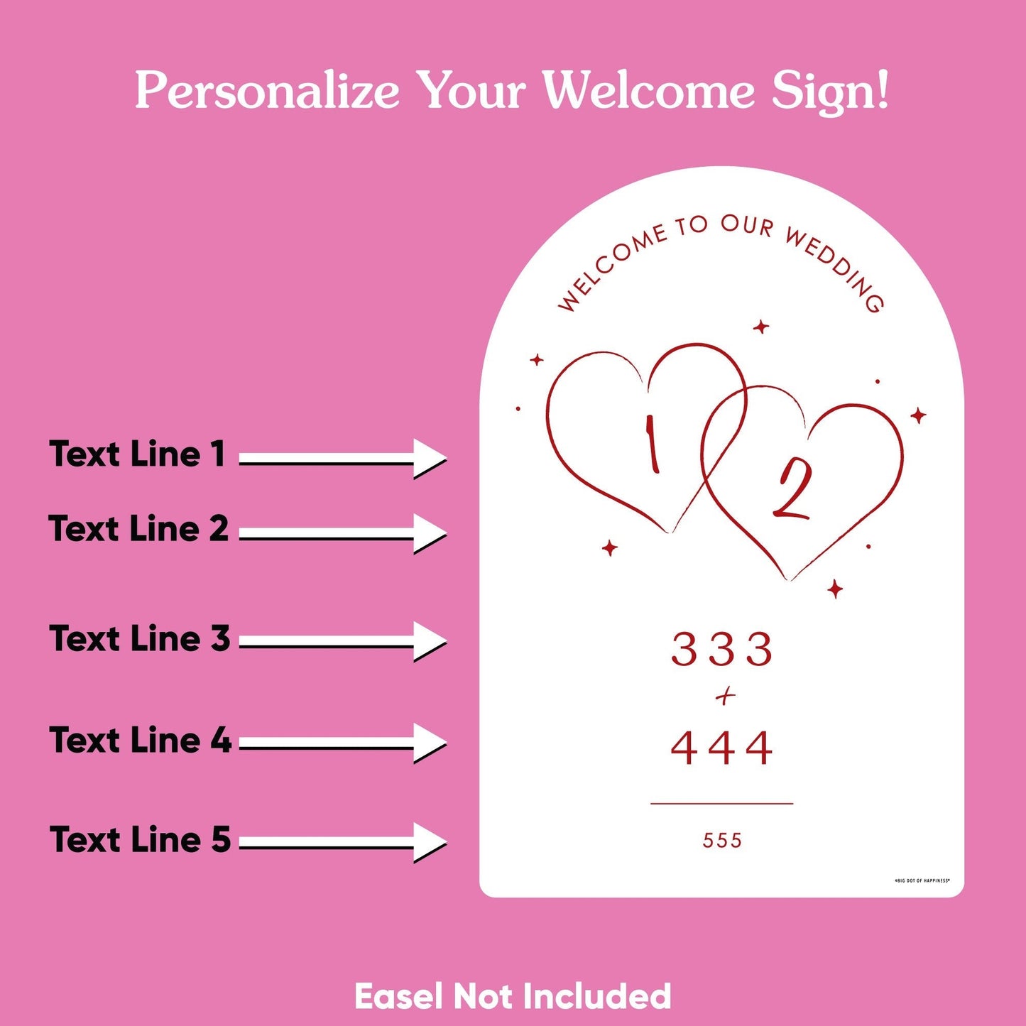 Personalized Text Cherry Red Wedding Hearts Welcome Sign (Select Your Size)