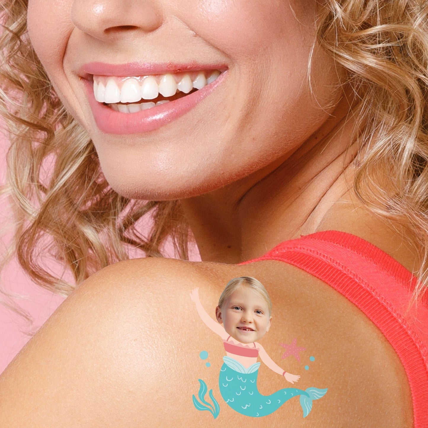 Custom Face Mermaid Temporary Tattoos - 12 Ct