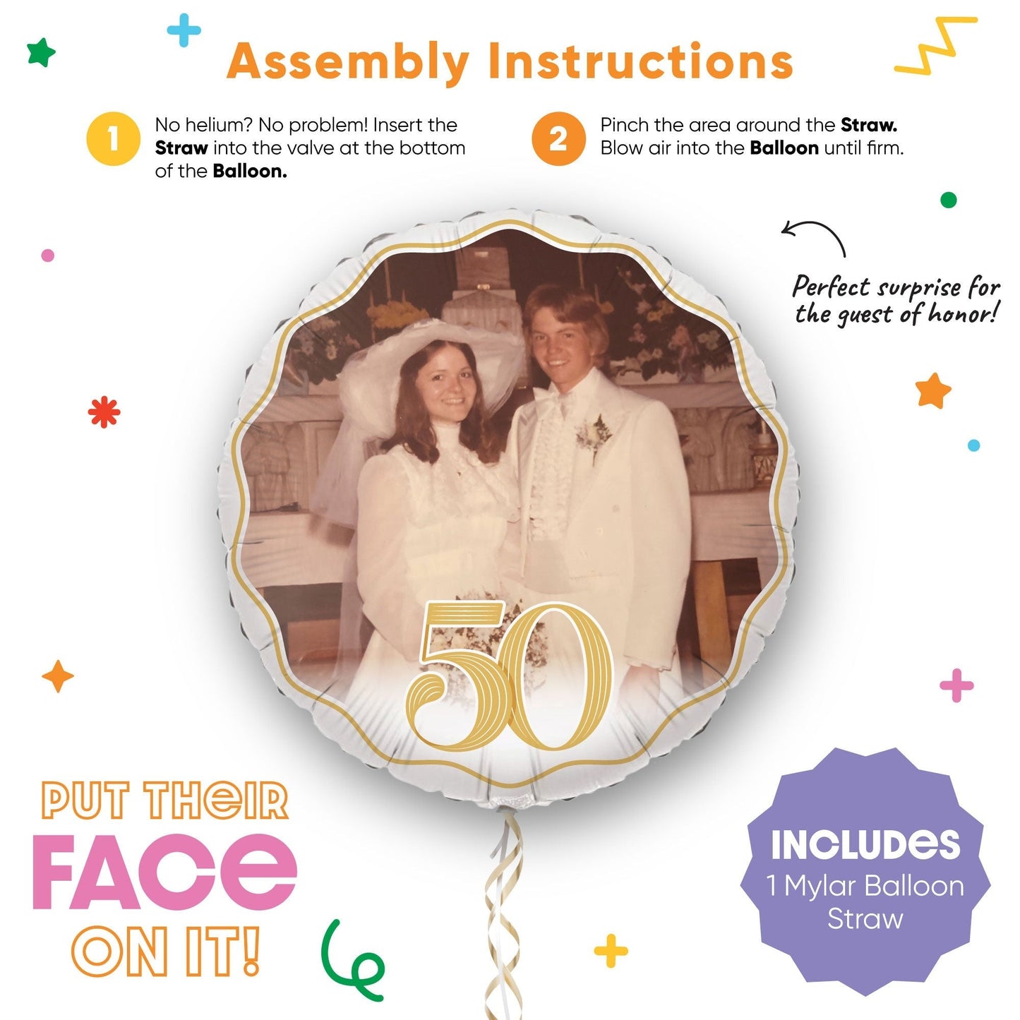 Custom Photo Balloon - 50th Wedding Anniversary - 1 Ct