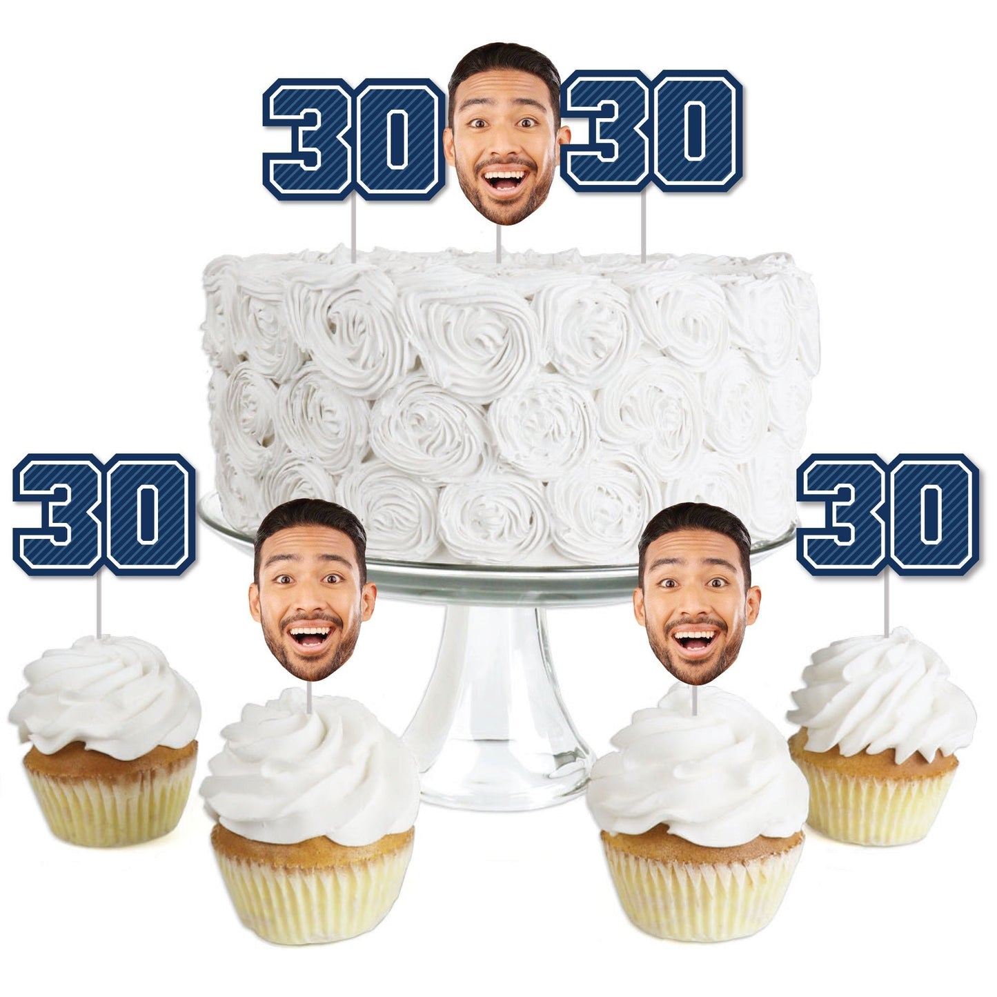 Custom Fun Face 30th Birthday Treat Picks - 24 Ct