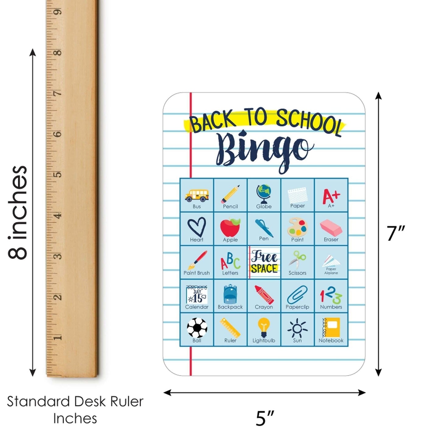 Back to School - Picture Bingo Cards and Markers - First Day of School Classroom Activities Bingo Game - Set of 18