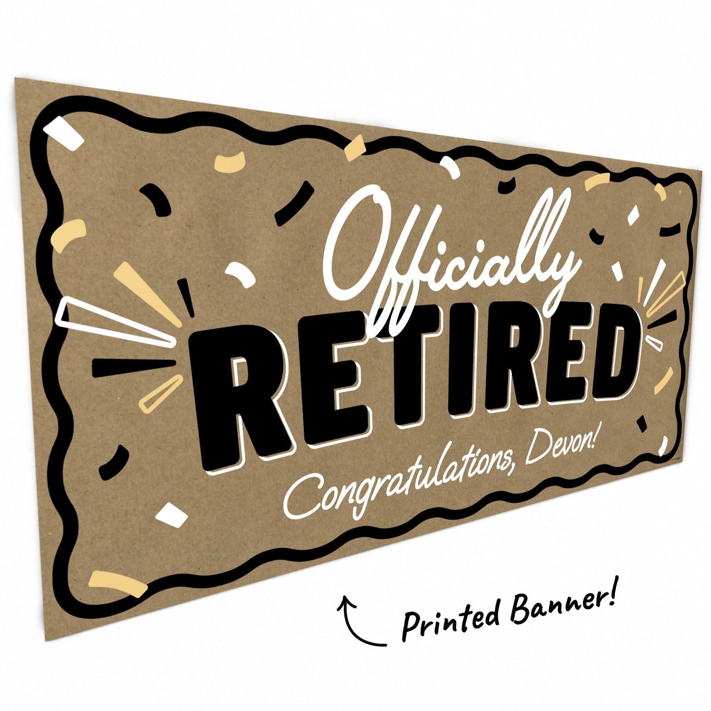 Custom Text Happy Retirement Kraft Banner
