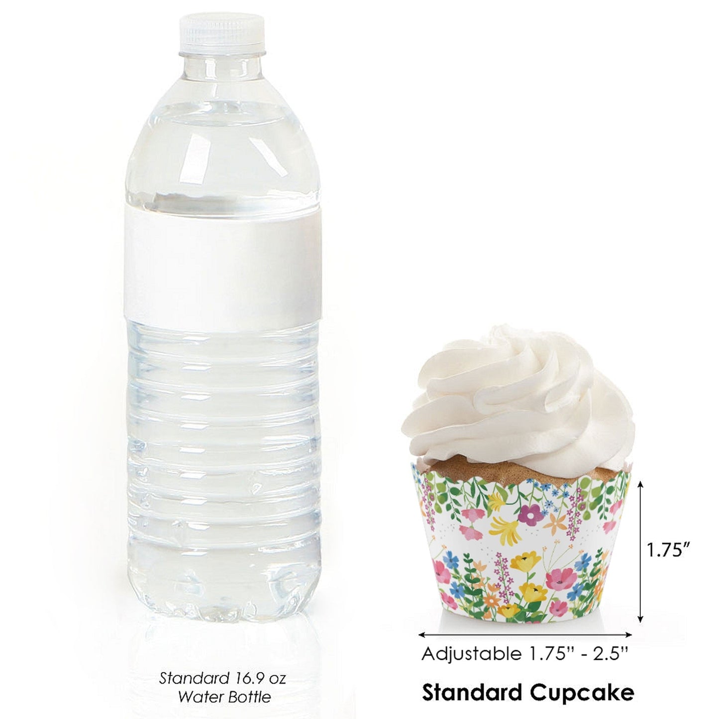 Wildflowers - Boho Floral Party Decorations - Party Cupcake Wrappers - Set of 12