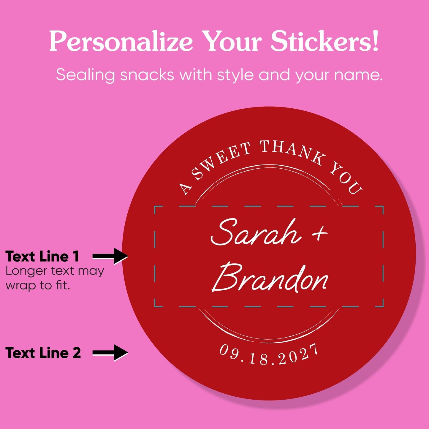 Custom Text Stickers & Clear Cookie Bags - Cherry Red Thank You