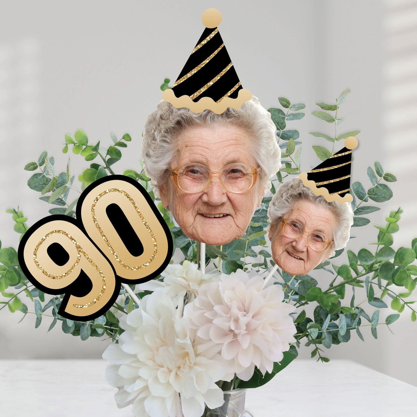 Custom Photo 90th Birthday Table Toppers - 15 Ct