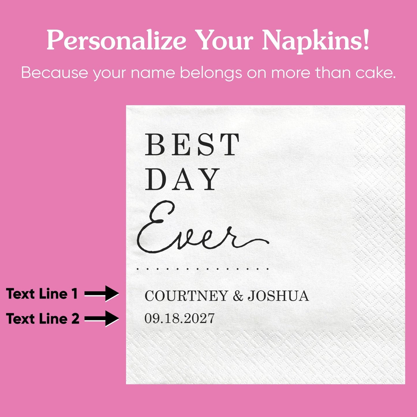 Custom Text - Best Day Ever Wedding Napkins