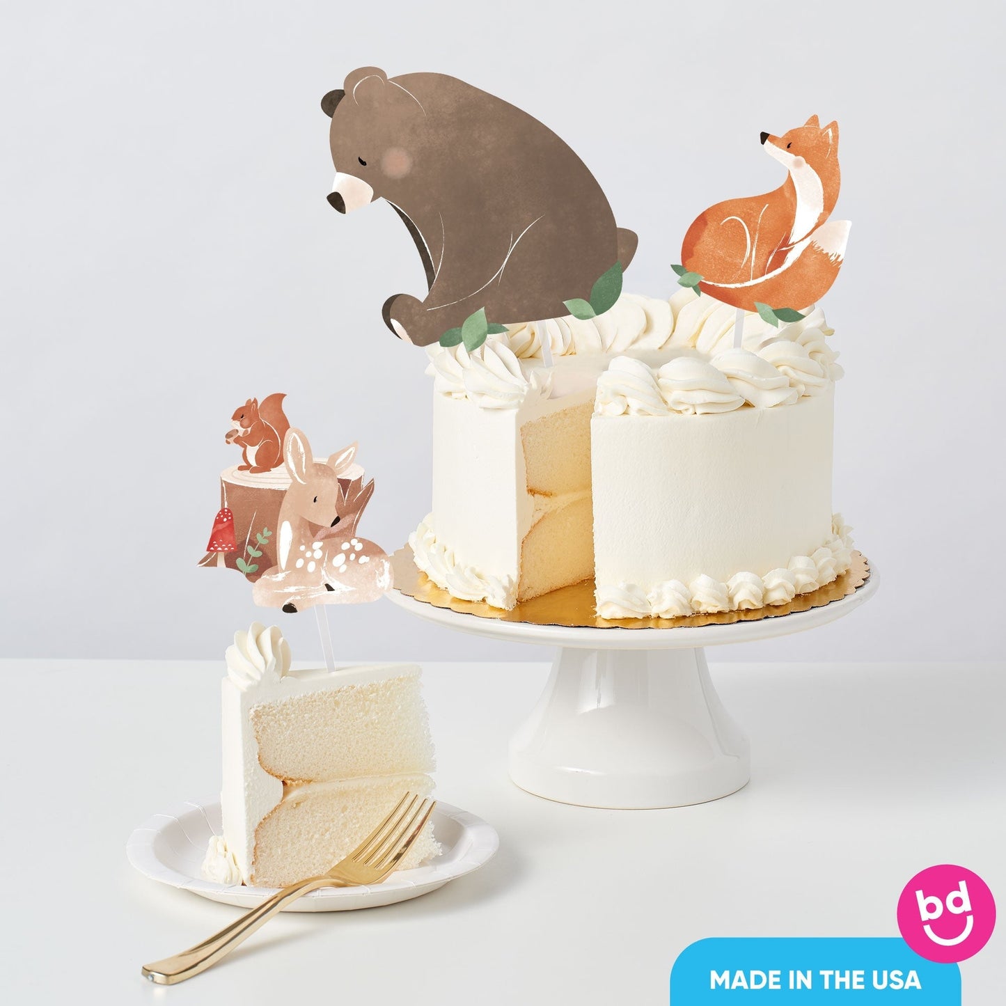 Woodland Animals Cake Topper - 3 Pc