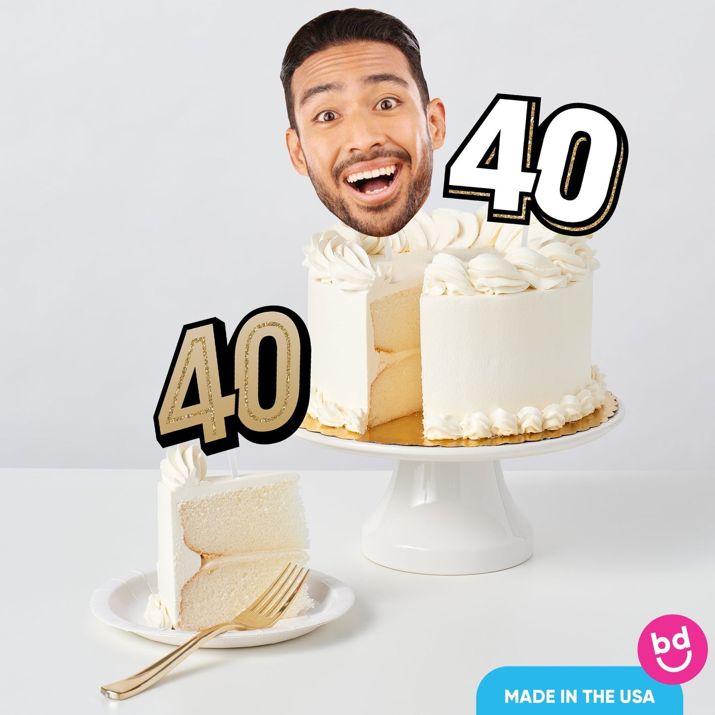 Custom Photo 40th Birthday Cake Topper - 3 Pc