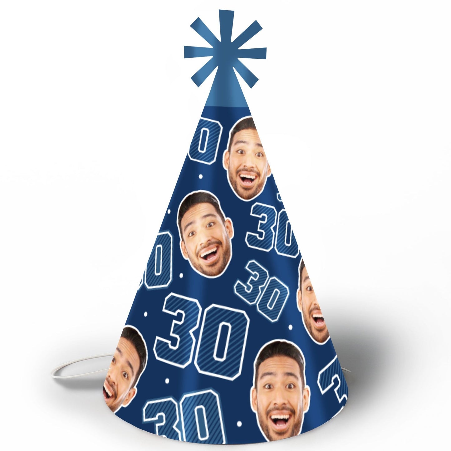 Custom Face 30th Birthday Cone Hat - 8 Ct