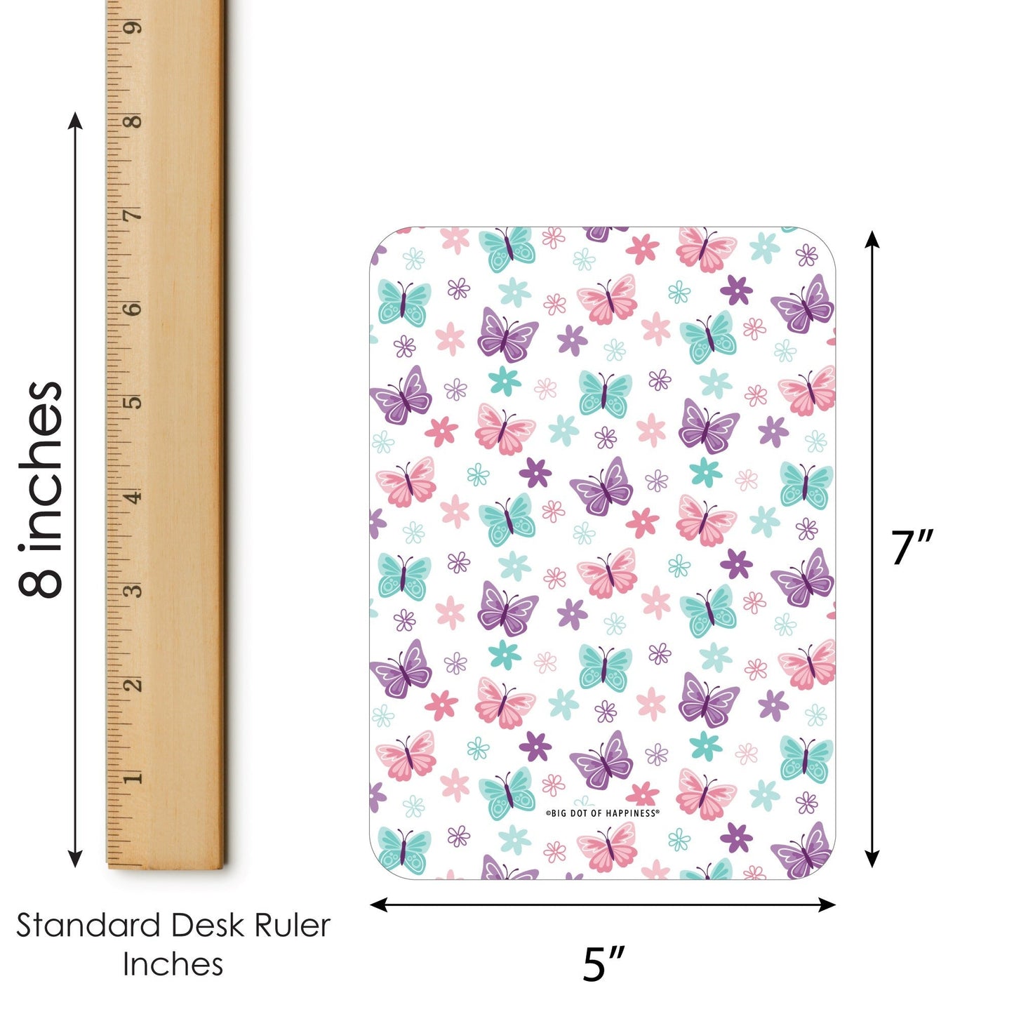 Beautiful Butterfly - Picture Bingo Cards and Markers - Floral Birthday Party Shaped Bingo Game - Set of 18