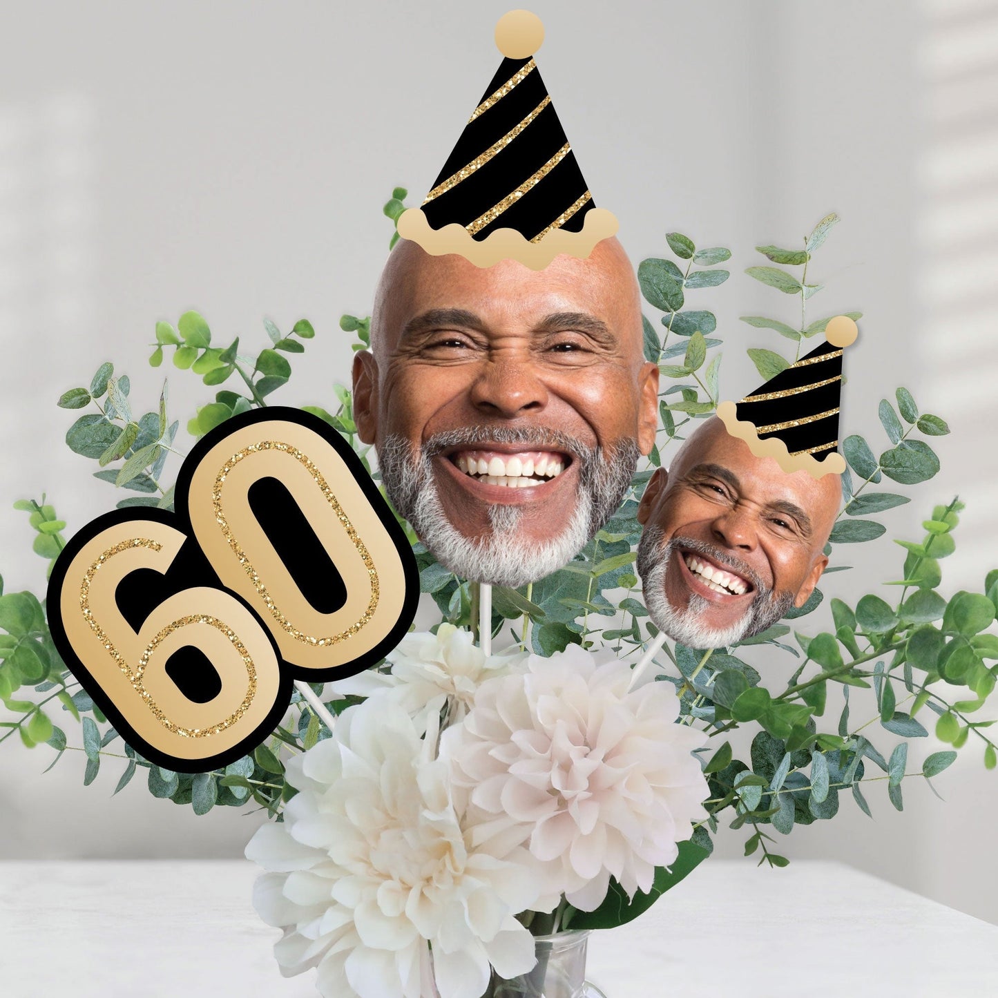 Custom Photo 60th Birthday Table Toppers - 15 Ct