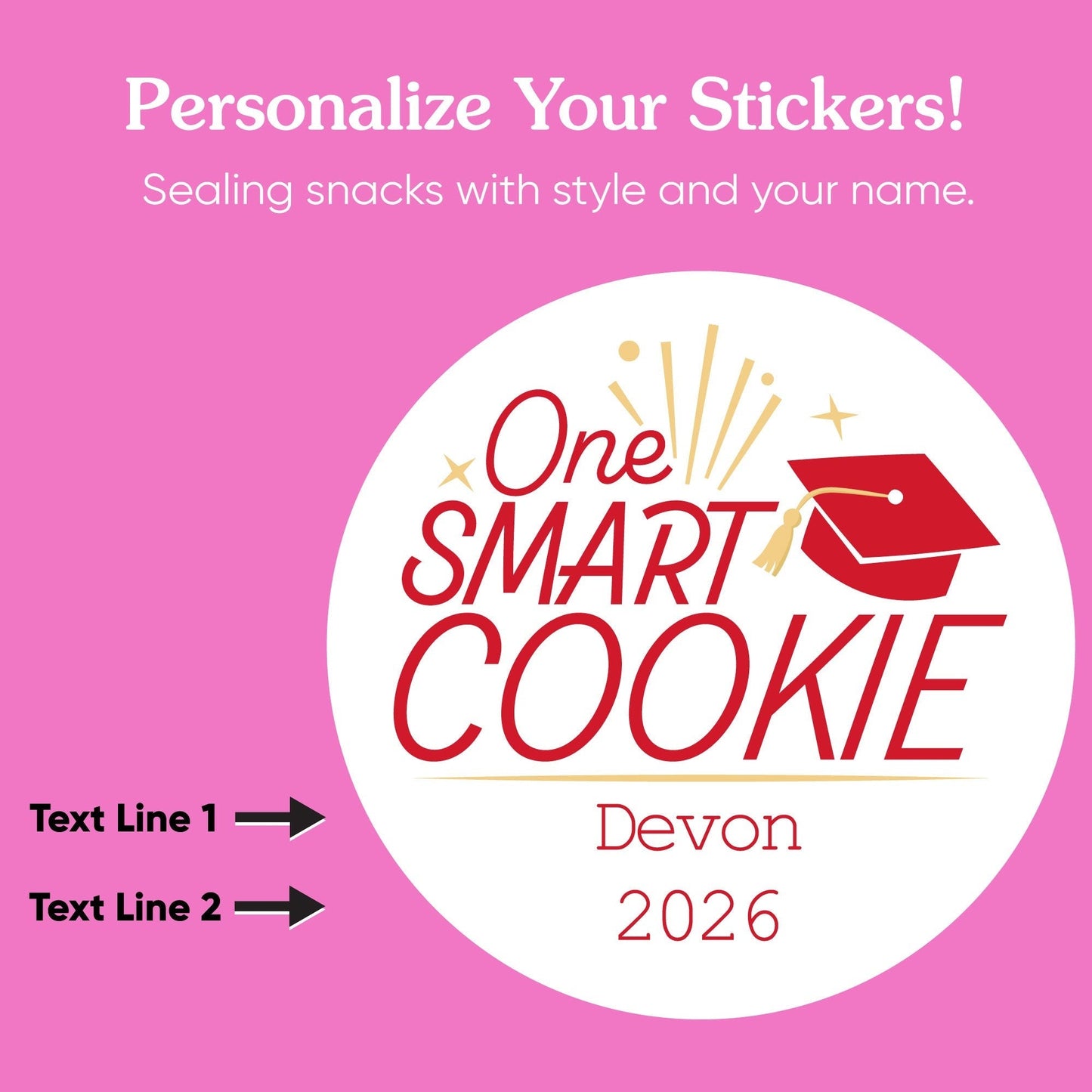Custom Text Stickers & Clear Cookie Bags - Red Grad - 100 Ct