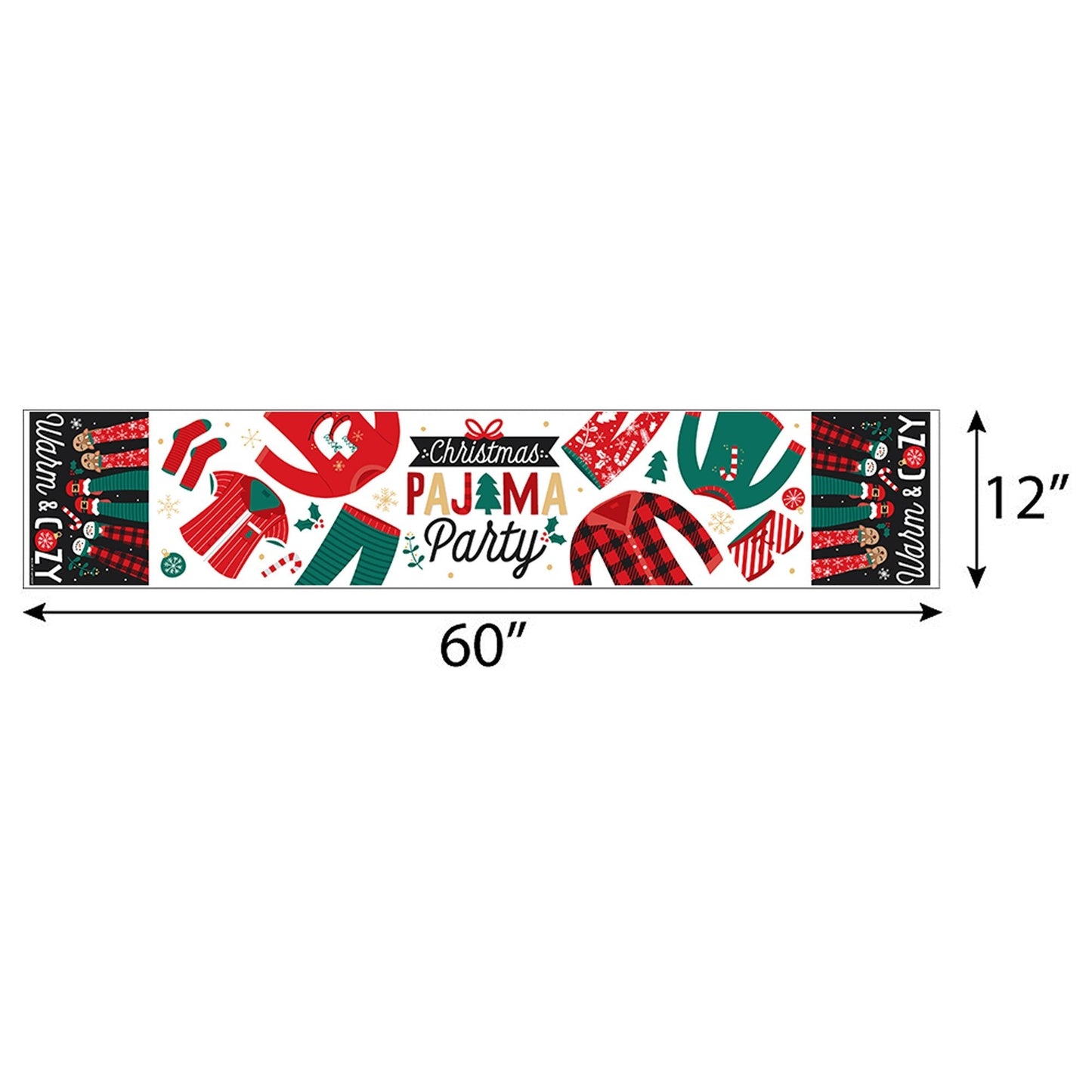 Christmas Pajamas - Petite Holiday Plaid PJ Party Paper Table Runner - 12 x 60 inches