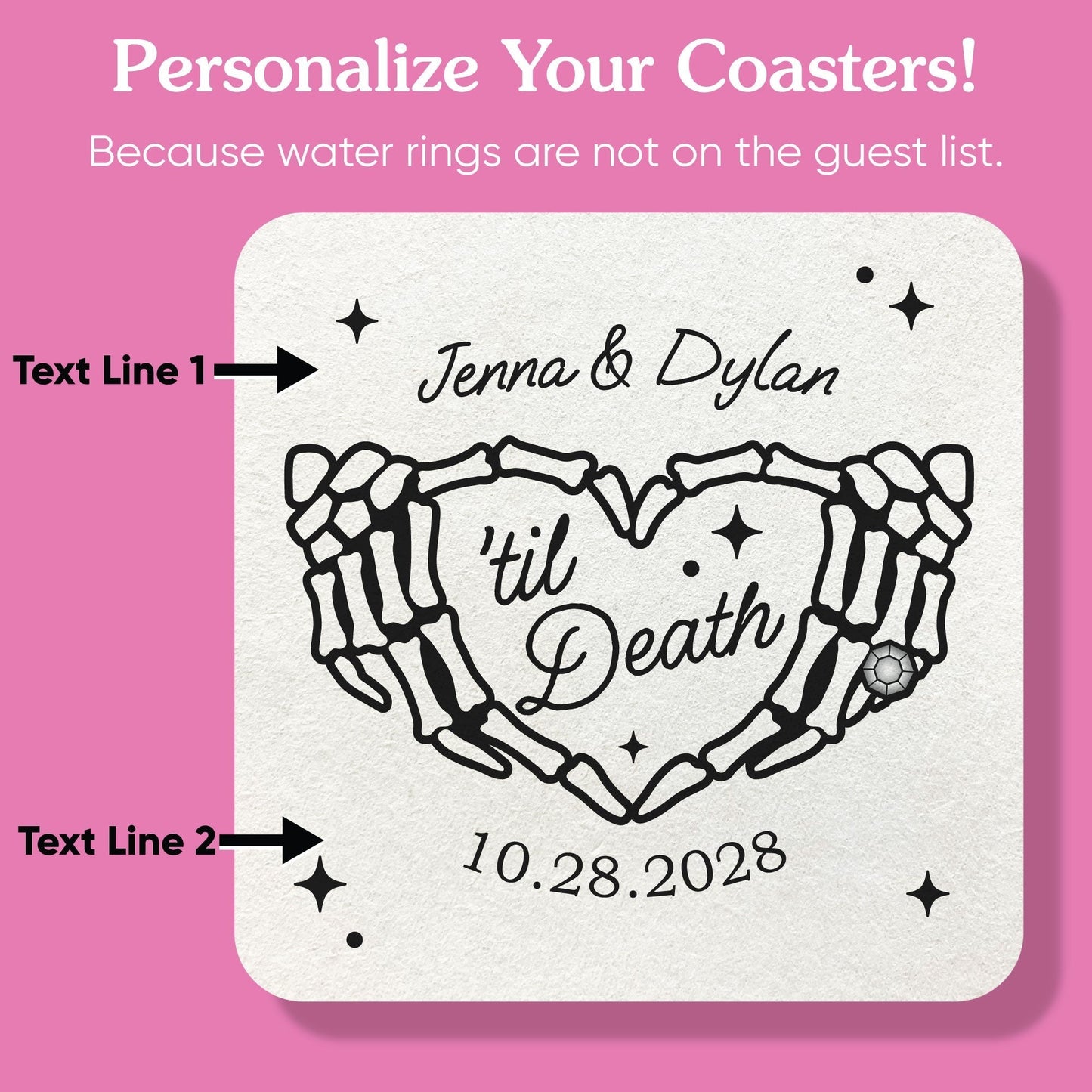 Custom Text Coasters - Til Death Wedding