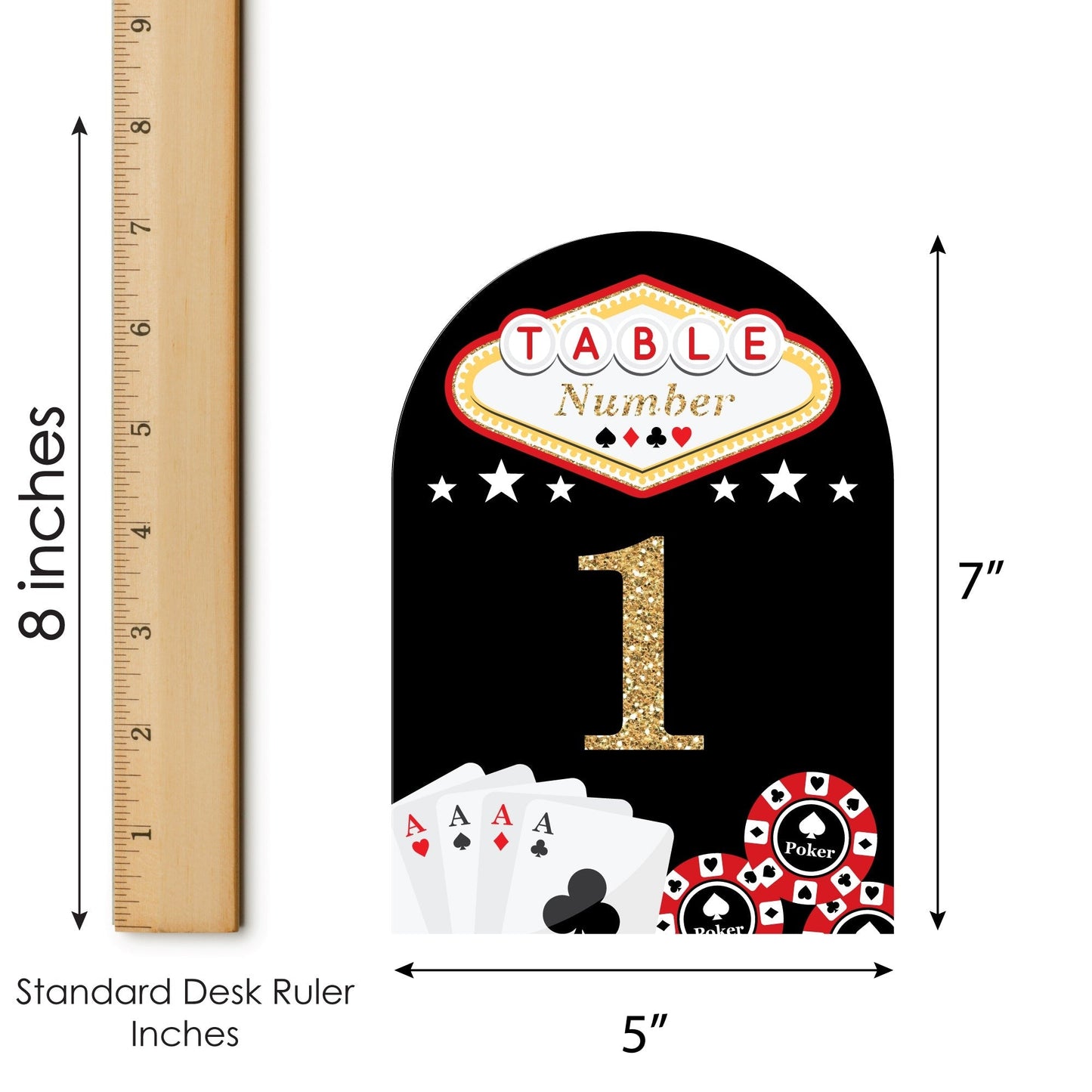 Las Vegas - Casino Party Double-Sided 5 x 7 inches Cards - Table Numbers - 1-20