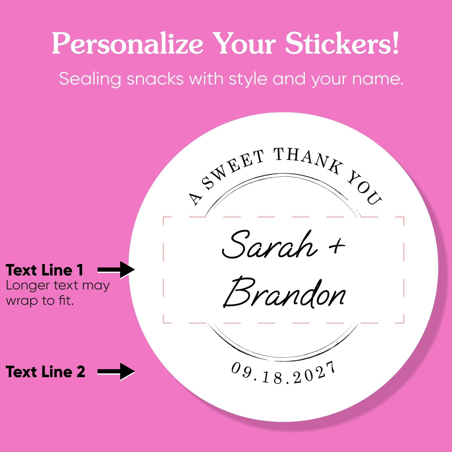 Custom Text Stickers & Clear Cookie Bags - Wedding