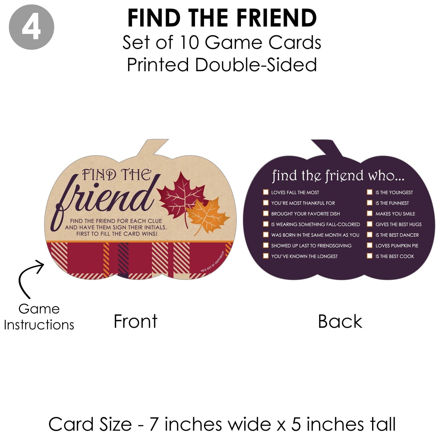 Friends Thanksgiving Feast - 4 Friendsgiving Party Games - 10 Cards Each - Gamerific Bundle