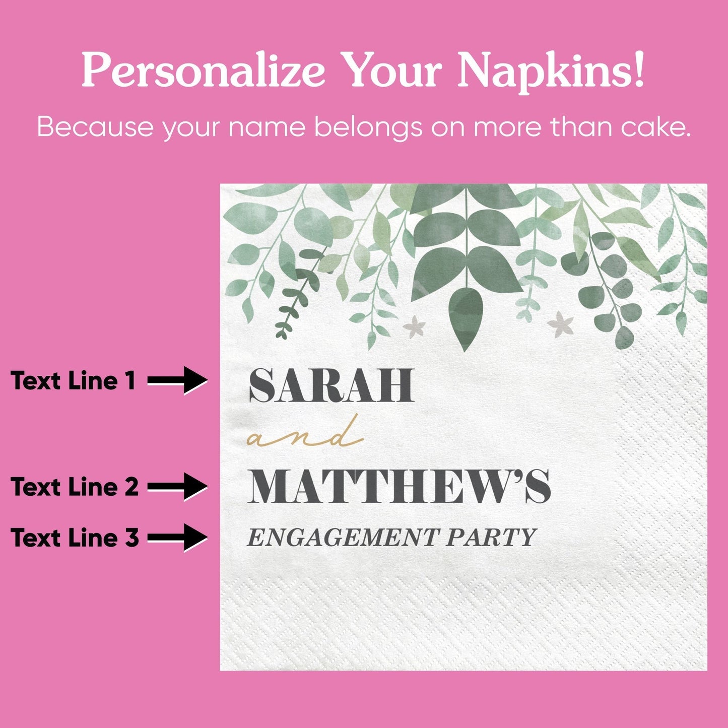 Custom Text - Boho Botanical Bridal Napkins