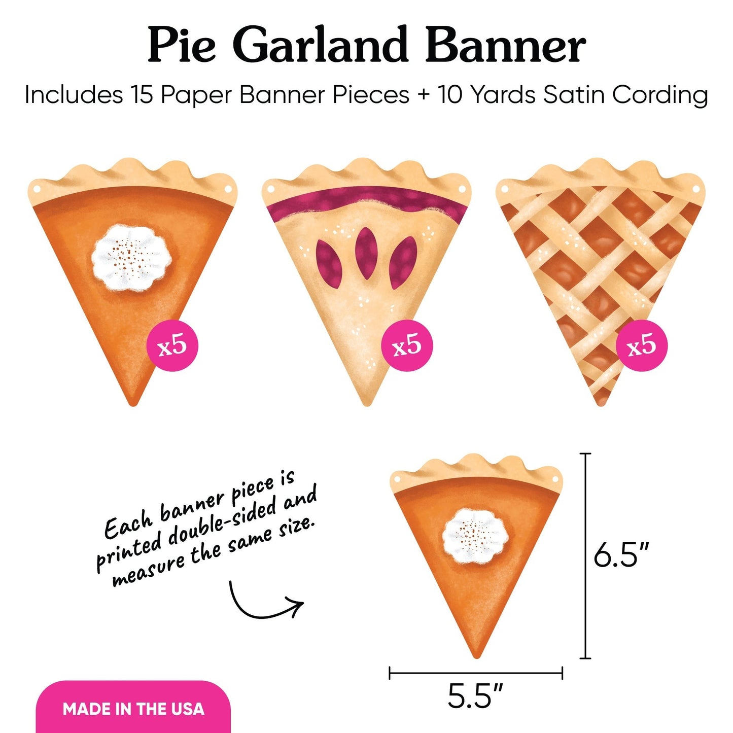 Holiday Pie Garland Banner - 15 Pc
