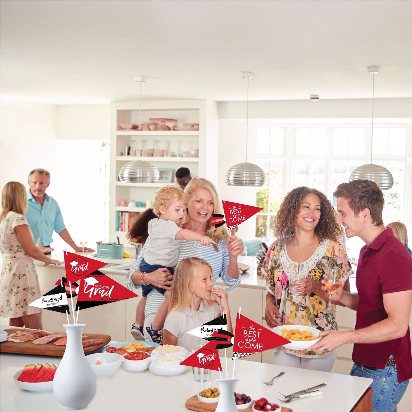 Red Grad Pennant Flags - 20 Ct
