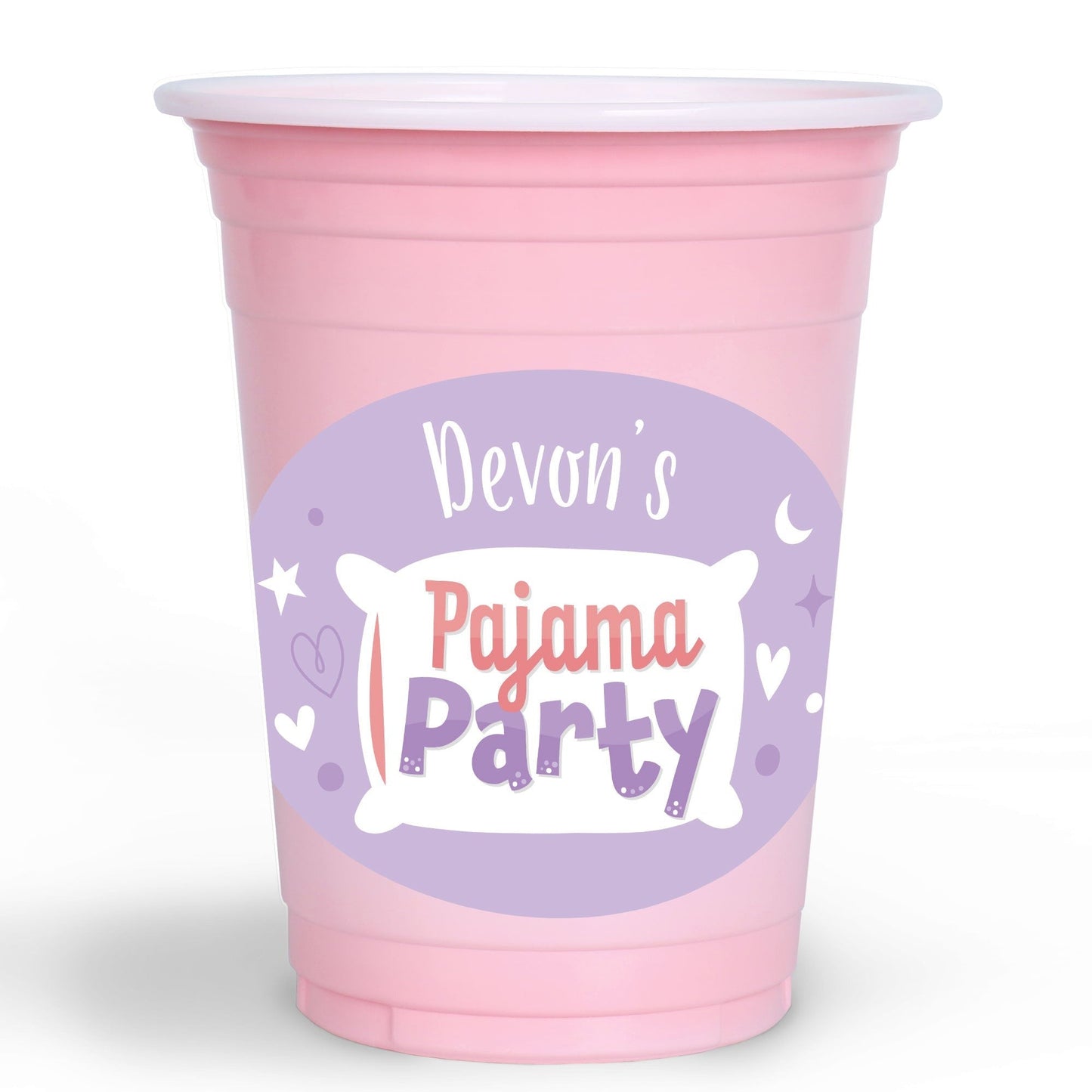 Custom Text Party Cups - Pajama Party - 16 Ct