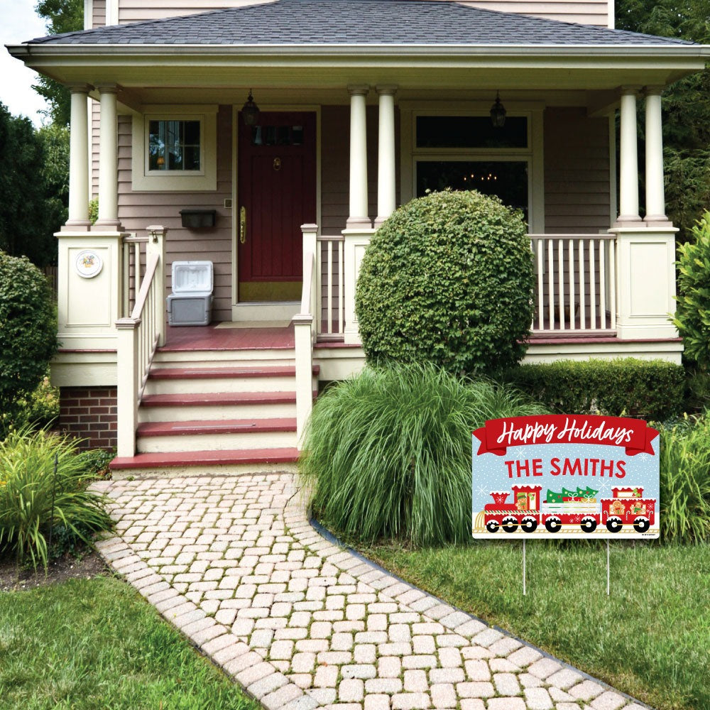 Christmas Train - Holiday Party Yard Sign Lawn Decorations - Personalized Christmas Train Party Yardy Sign
