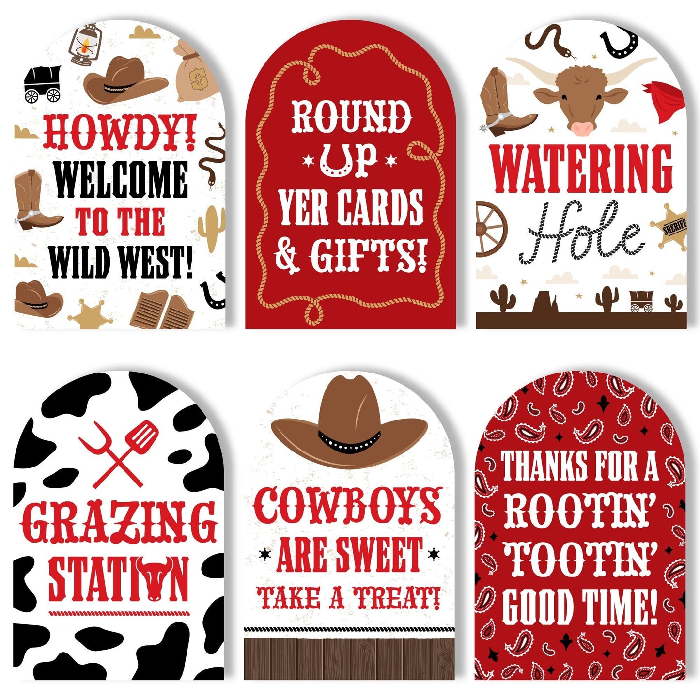 Western Hoedown Party Signs Set - 6 Ct