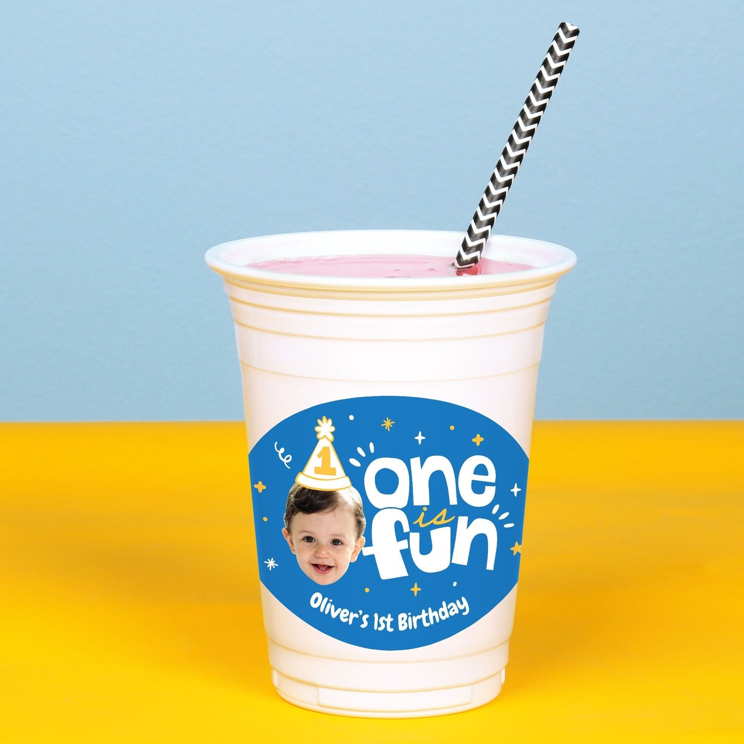 Custom Face Party Cups - One is Fun - 16 Ct