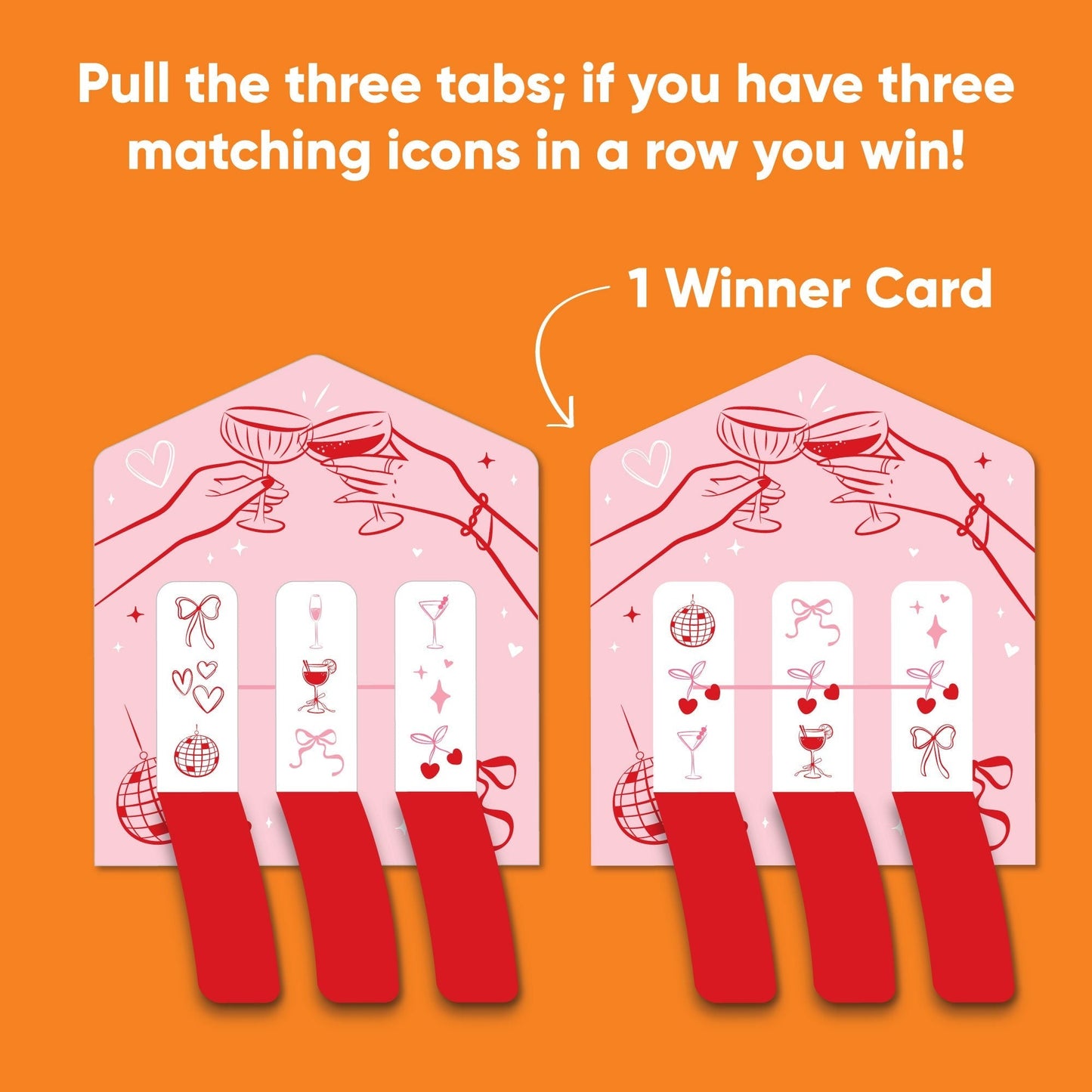 Drinks with the Girls 3-In-A-Row Pull Tabs Game - 12 Ct