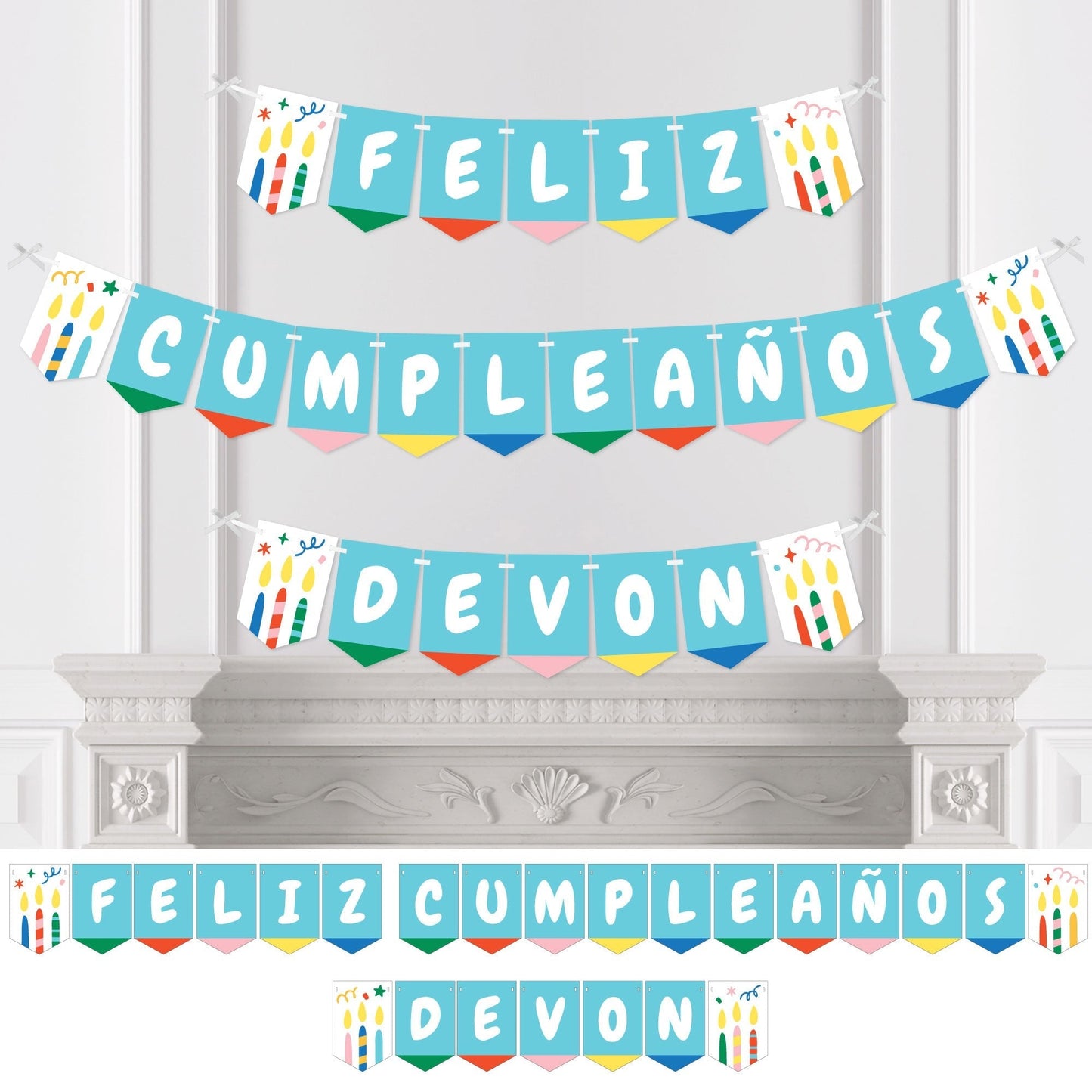 Personalized Feliz Cumpleanos Bunting Banner
