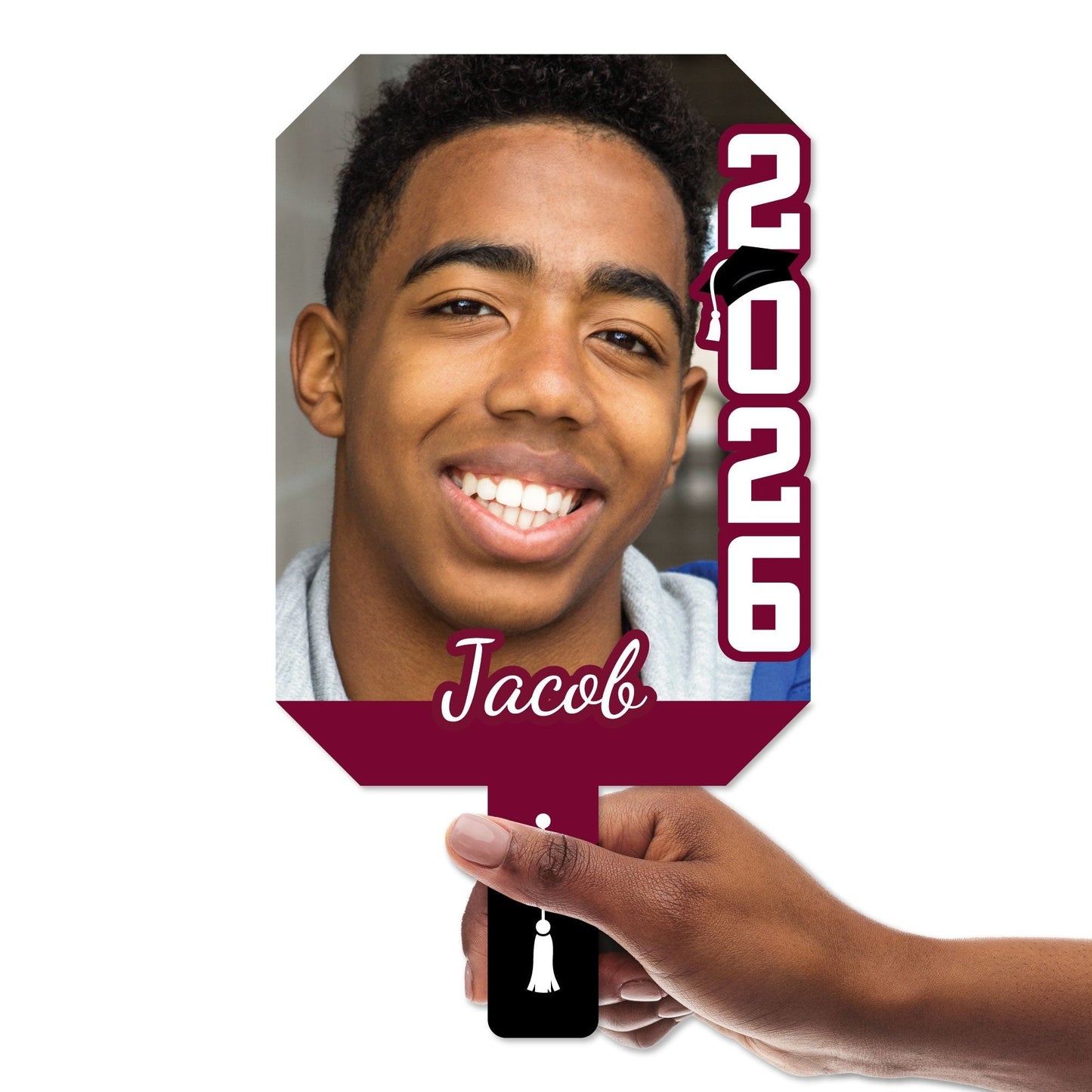 Custom Grad Maroon Photo Paddle 1, 3, 6, or 12 Ct