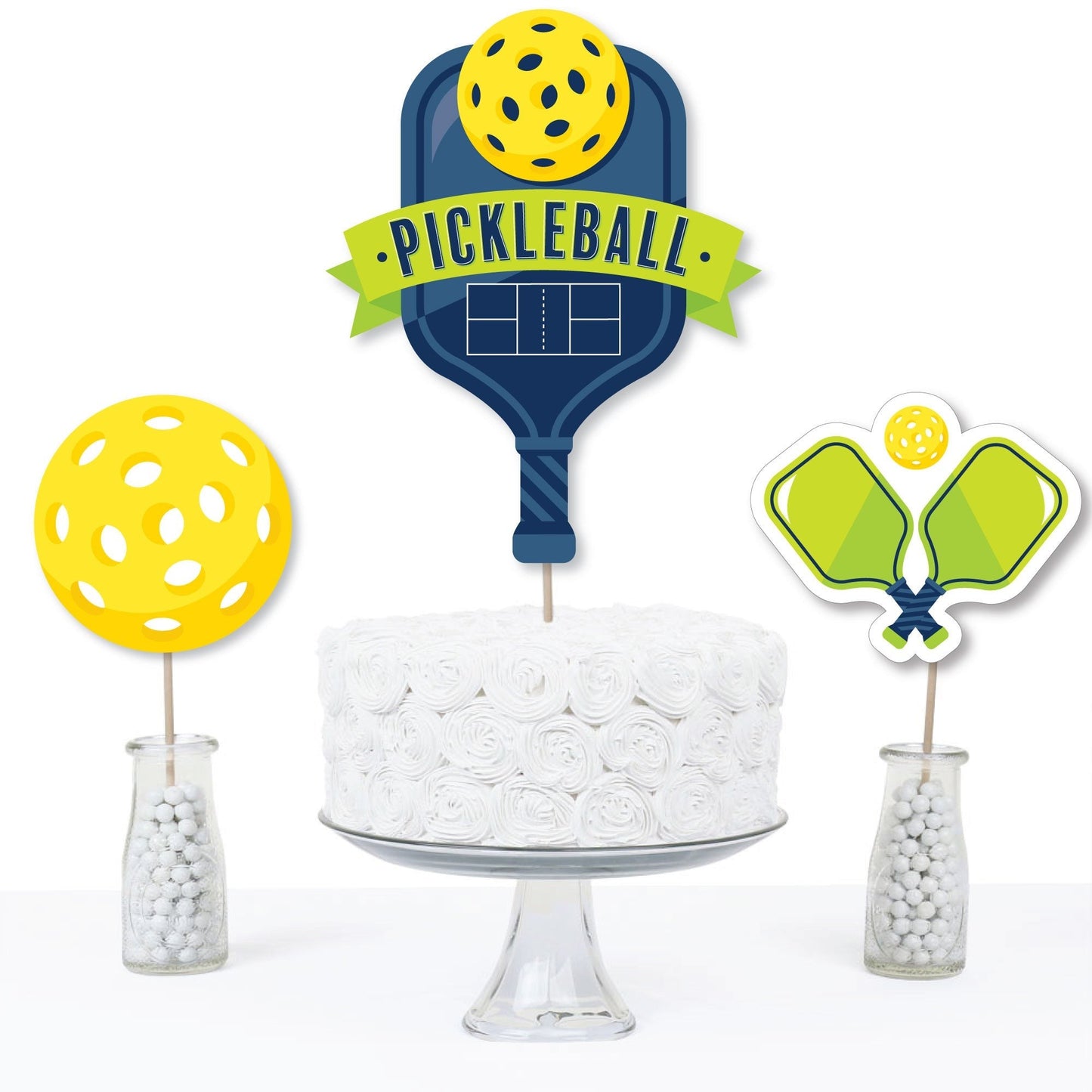 Let's Rally - Pickleball - Birthday or Retirement Party Centerpiece Sticks - Table Toppers - Set of 15