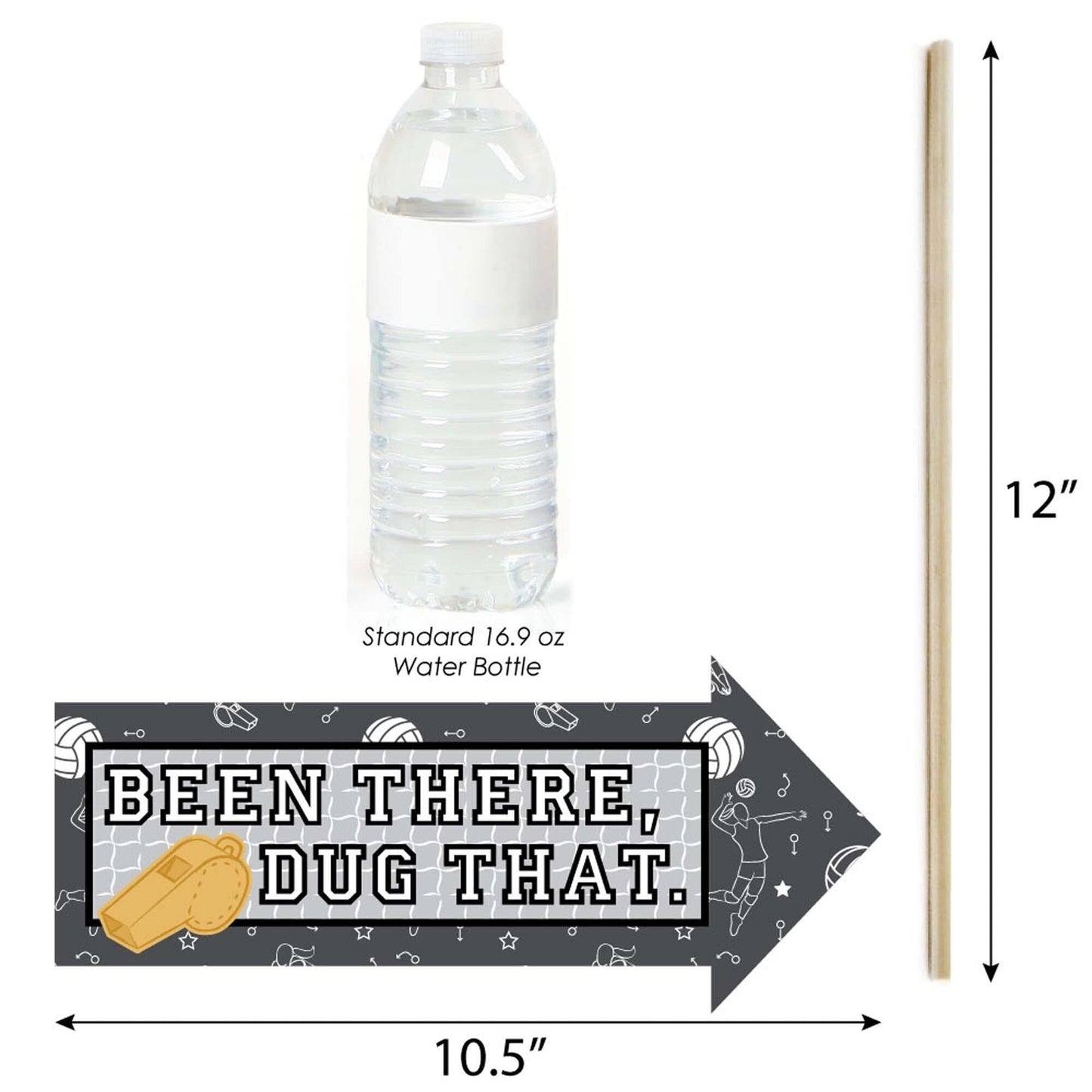 Funny Bump, Set, Spike - Volleyball - 10 Piece Baby Shower or Birthday Party Photo Booth Props Kit