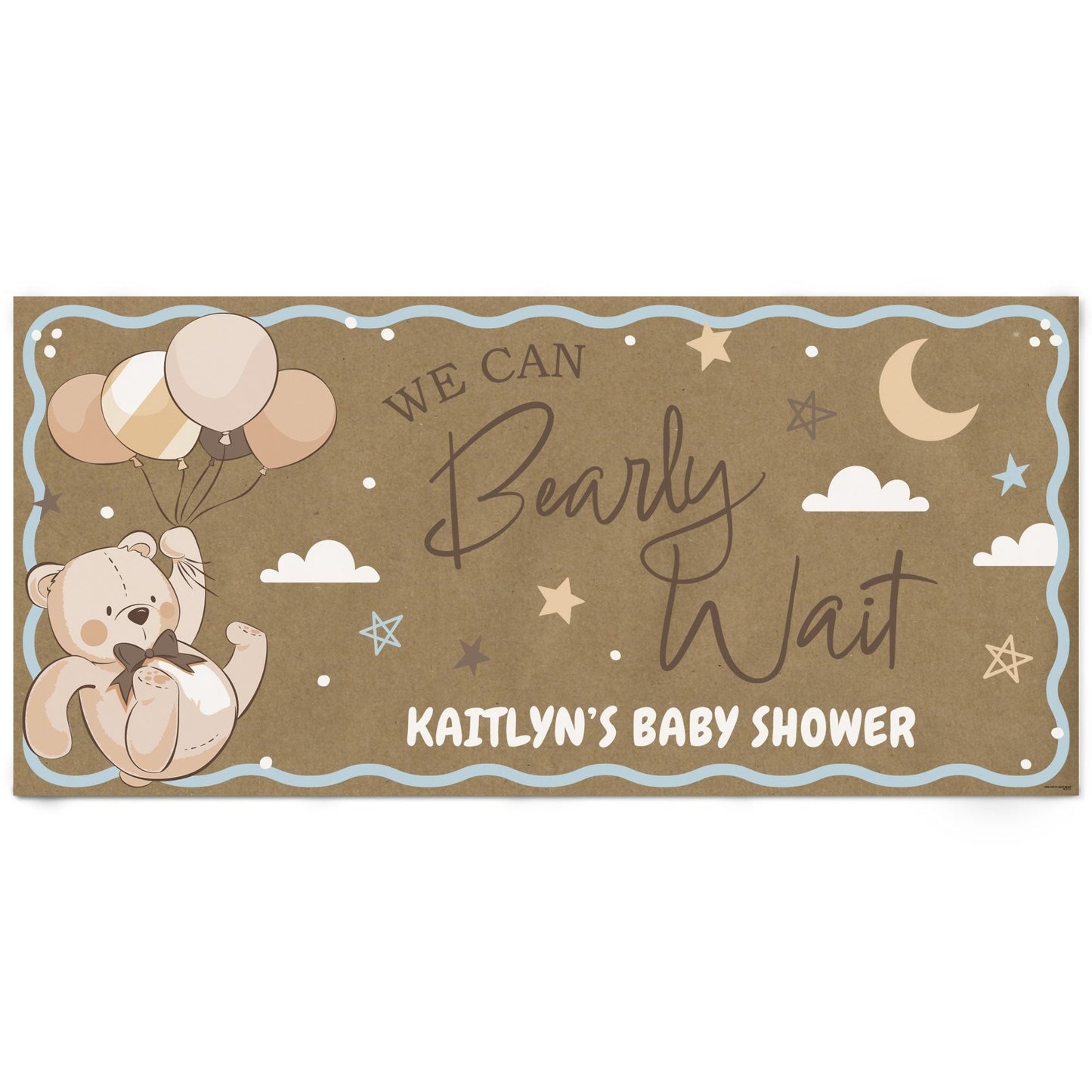 Custom Text We Can Bearly Wait Kraft Banner