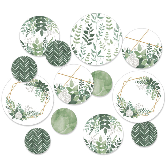 Boho Botanical - Greenery Party Giant Circle Confetti - Party Decorations - Large Confetti 27 Count