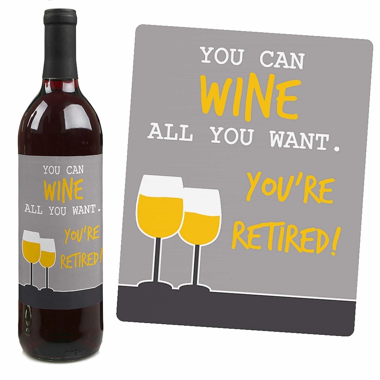 Retirement Party - Decorations for Women and Men - Wine Bottle Label Stickers - Set of 4