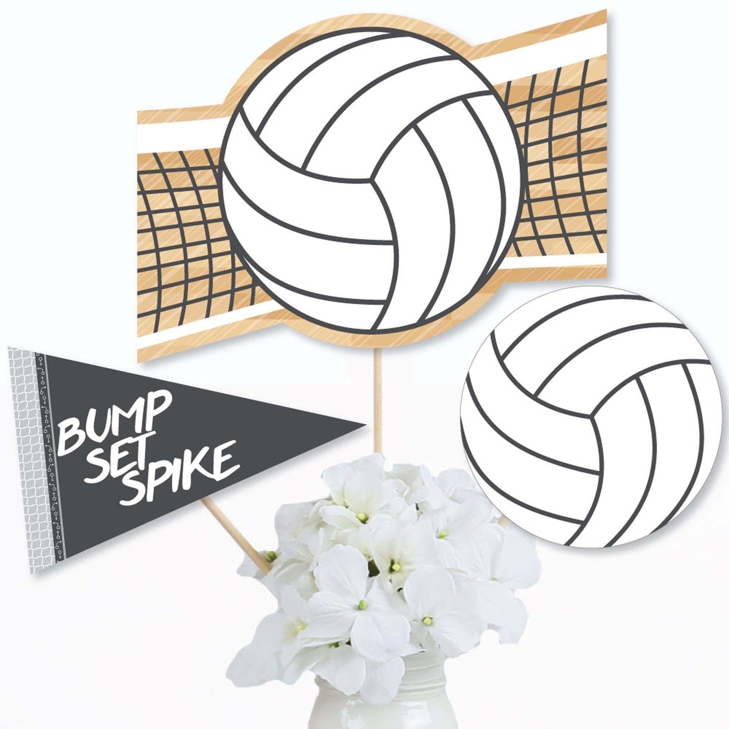 Bump, Set, Spike - Volleyball - Baby Shower or Birthday Party Centerpiece Sticks - Table Toppers - Set of 15