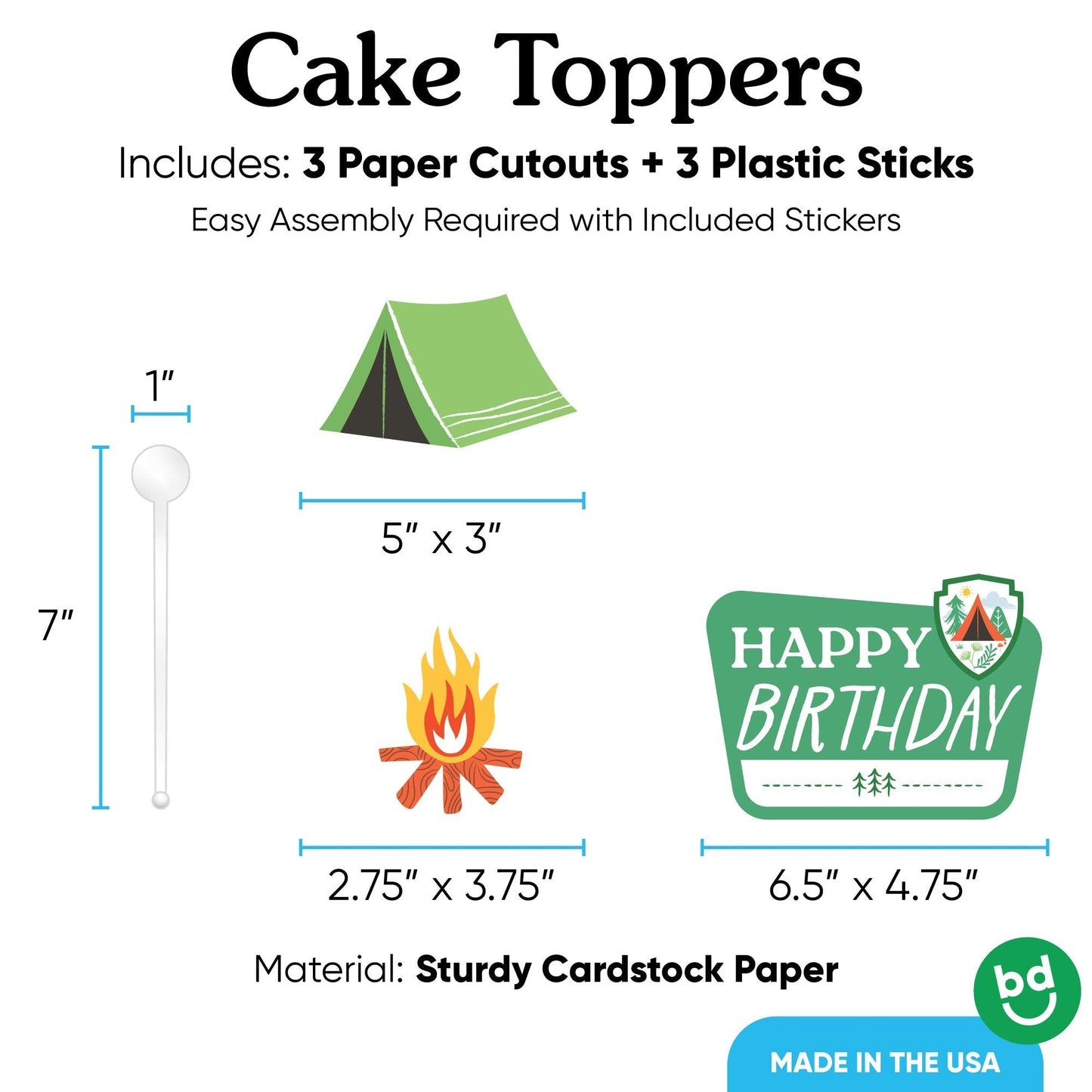 Camping Cake Topper - 3 Pc