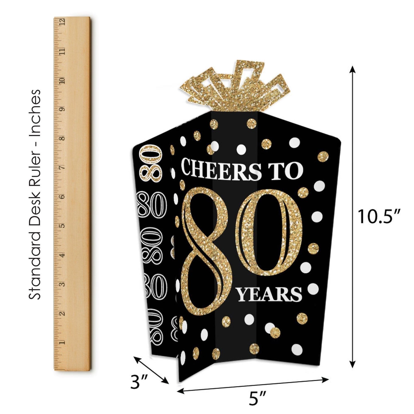 Adult 80th Birthday - Gold - Birthday Party Decor and Confetti - Terrific Table Centerpiece Kit - Set of 30