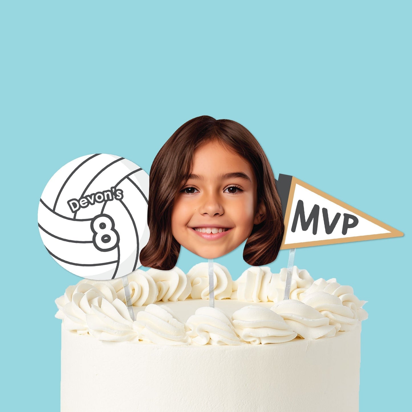 Custom Photo Volleyball Cake Topper - 3 Pc