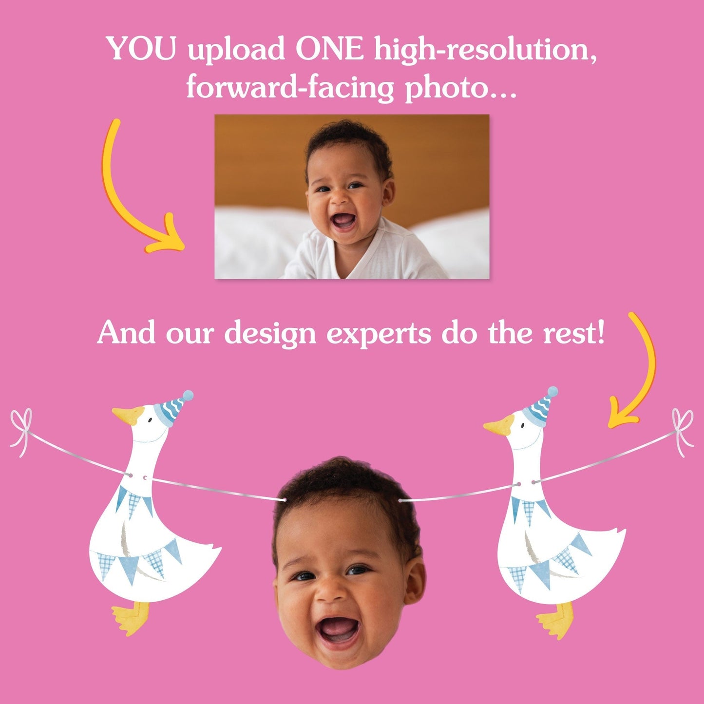 Custom Face Garland Banner - One Silly Goose Blue