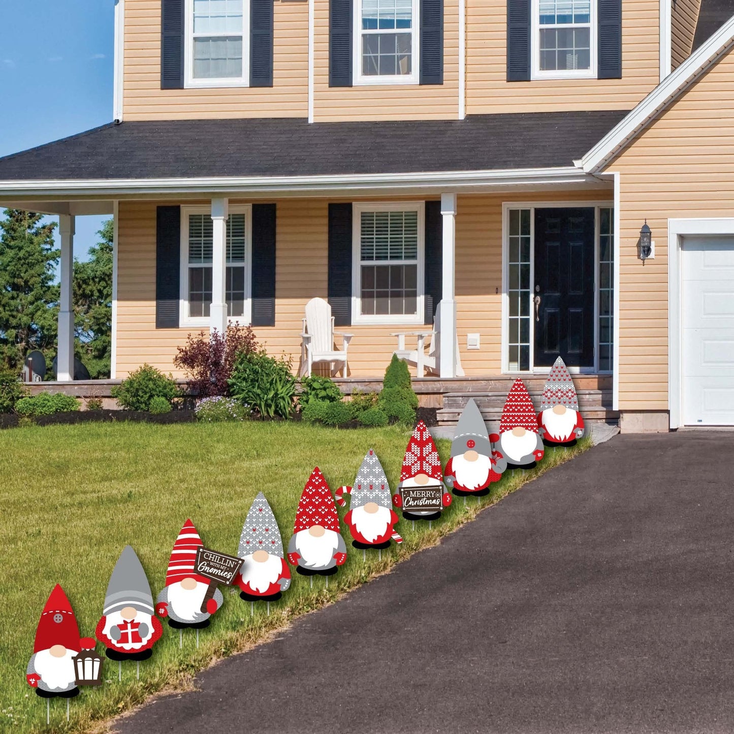 Christmas Gnomes - Lawn Decorations - Outdoor Holiday Party Yard Decorations - 10 Piece