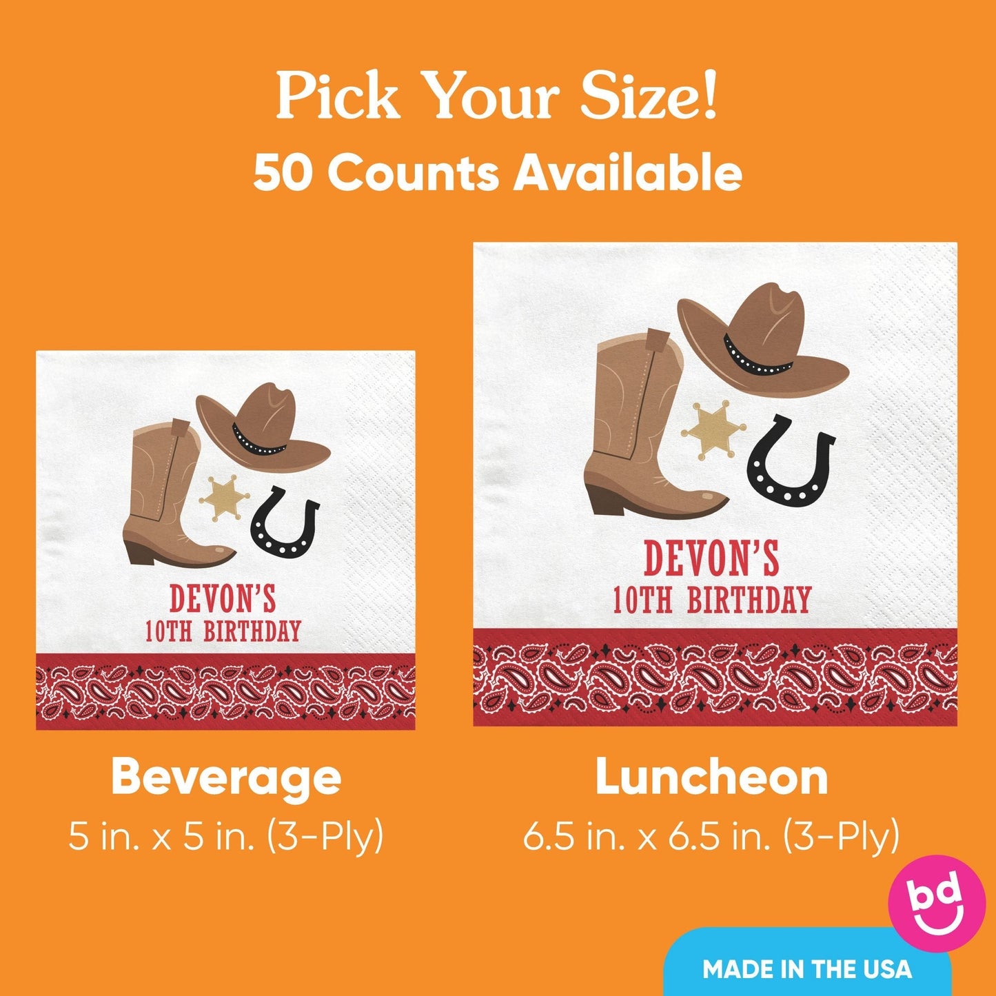 Custom Text Napkins - Western