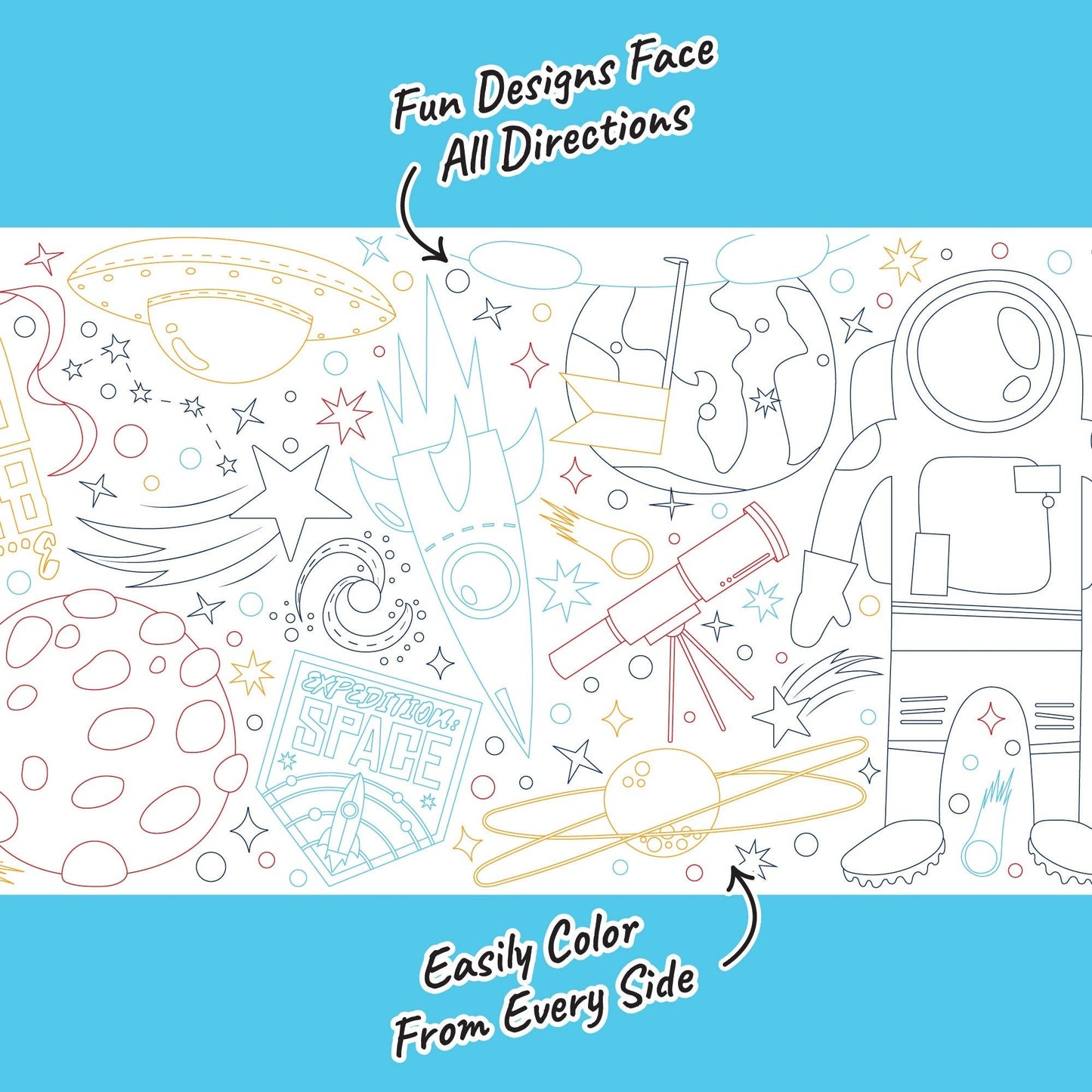 Outer Space - Coloring Table Runner - 7'