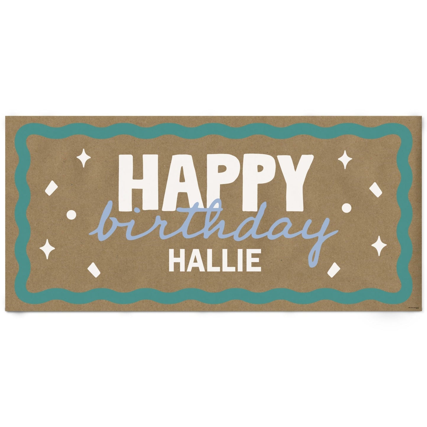 Custom Text Wavy Birthday Kraft Banner