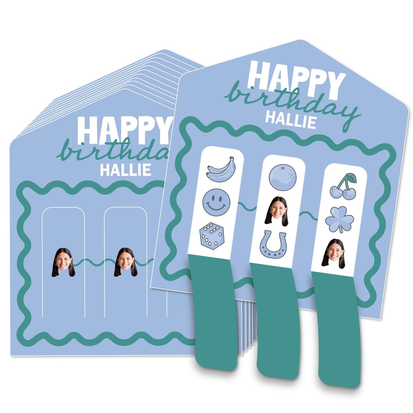 Custom Face 3-In-A-Row Pull Tabs Game - Wavy Birthday